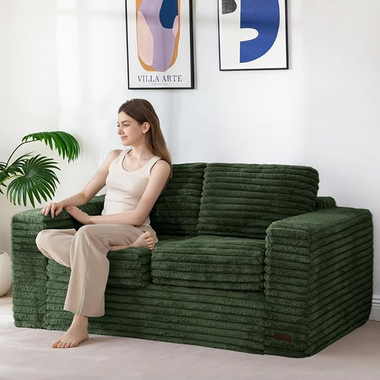 MAXYOYO Boneless Loveseat Sofa Couch for Adults, Floor Bean Bag Couch Sofa | Faux Fur Sofa with Armrests and Back Support, Plush Foam Filled Lounge Couch, Cozy Bean Bag Couch for Living Room, Apartment
