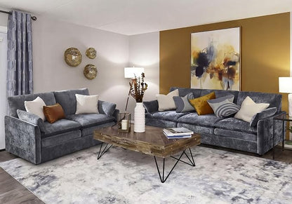 Iroomy Loveseat & 3 Seater, Chenille Cloud Couch, Modern Sofa, Comfy Plush Thick Cushions, Pocket Springs, Cloud-Like Comfort Sofas, Living Room Furniture Sets, Gray