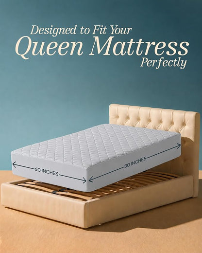 Quilted Fitted Mattress Pad, Queen Mattress Protector Topper with Deep Pocket Stretches up to 16 Inches, Machine Washable Mattress Cover by Utopia Bedding (Light Grey)
