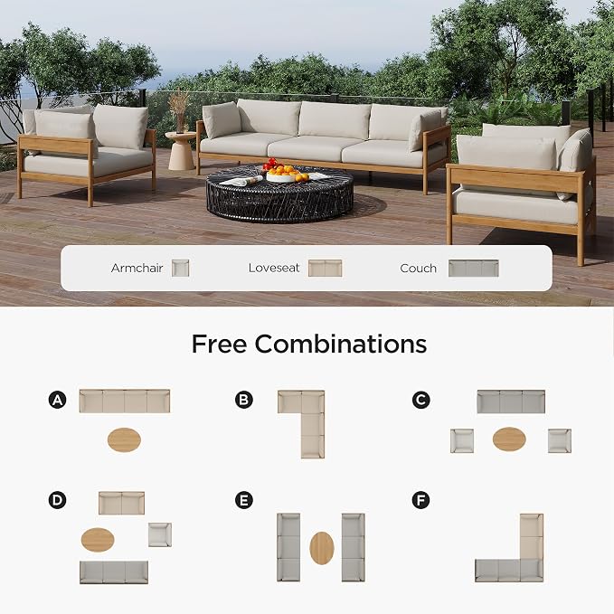 Acanva Vento 3-Piece Outdoor Patio Furniture Set, Couch & 2 x Armchairs | All-Weather Aluminium Frame, Water-Resistant Olefin Cushions, Patio Conversation Sets for Backyard, Garden, Porch