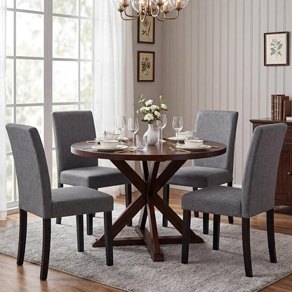 LSSBOUGHT Modern Dining Chair Set of 2 Urban Style Linen Kicthen Chairs with Solid Wood Legs for Dining Room and Restaurant(Gray)