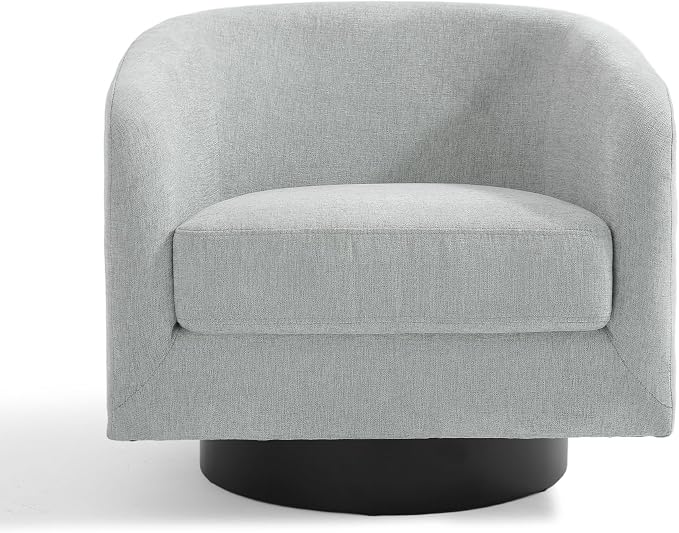 Swivel Accent Chairs Set of 2, Chenille Barrel Chair Upholstered Armchair for Living Room, Modern Round Arm Chair Small Single Sofa Bedroom Reading Seat - Light Gray