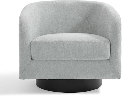 Swivel Accent Chairs Set of 2, Chenille Barrel Chair Upholstered Armchair for Living Room, Modern Round Arm Chair Small Single Sofa Bedroom Reading Seat - Light Gray