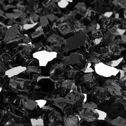 Onlyfire 10 lbs Fire Glass Rocks 1/2 Inch, Reflective Tempered Glass for Propane Fire Pit & Gas Fireplace, High Luster Firepit Glass Stones for Fire Table, Onyx Black (Multicolor Options Available)