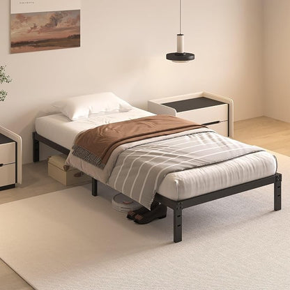 HOBINCHE Twin Bed Frame 10 Inch, Twin Bed Frames No Box Spring Needed | Heavy Duty Metal Platform Mattress Foundation with Steel Slats
