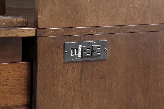 Mega Solutions Murphybedz Tuscany Murphy Cabinet Chest Bed with Charging Station 6 Inch (Tobacco, King)