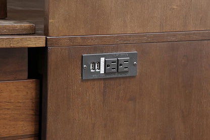 Mega Solutions Murphybedz Tuscany Murphy Cabinet Chest Bed with Charging Station 6 Inch (Tobacco, King)