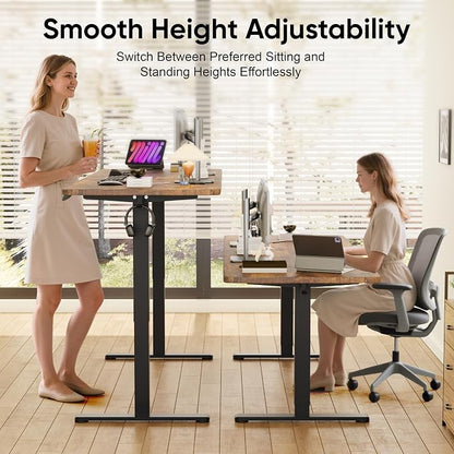 Monomi Large Electric Standing Desk 79" - Height Adjustable Sit Stand Desk with 178 lbs Load Capacity, 3 Memory Presets, Quiet Motor & Anti-Collision for Home Office (Rustic Brown)