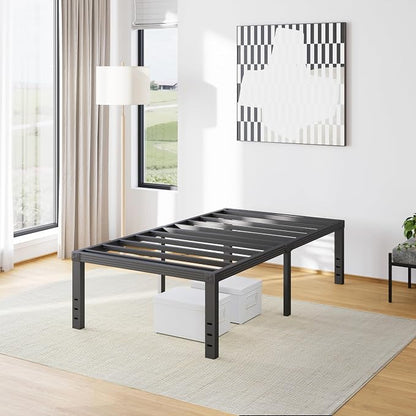 Furnitui 18 Inch High Metal Twin Bed Frame Platform, Sturdy Bed Frame Twin Size No Box Spring Needed, Easy Assembly, Noise Free