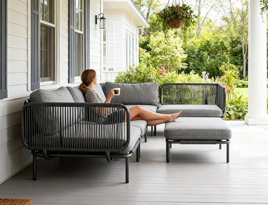 Crestlive Products Oversized Outdoor Couch, 2-Seater Modular Sectional Sofa with Cushions, Modern Patio Conversation Set for Backyard, Deck, Porch or Poolside