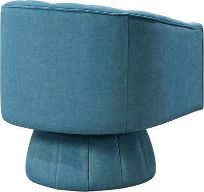 Lexicon Modern Swivel Accent Chair, Velvet Fabric Upholstered Swivel Lounge Chair with Rounded Base and Channel Stitching for Living Room/Bedroom/Office, Easy Assembly, Dark Teal