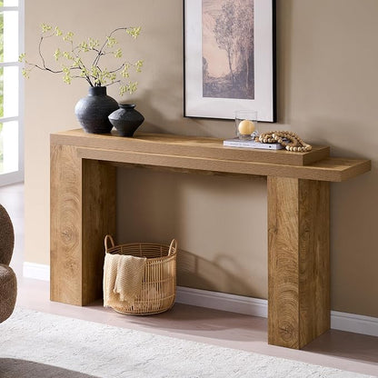 OKD 63 Inch Modern Entryway Console Table, Solid Geometry Accent Sofa Table Behind The Couch, Narrow Console Table for Entryway, Hallway, Living Room, Foyer, Light Tree Knot