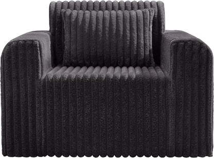 Hobestluk Single Sofa Foam Couch Sofa for Small Spaces Comfy Sofas with Removable Cover Furry Couch with Pillows for Living Room, Bedroom, Apartment, Office (Dark Grey, Standard)