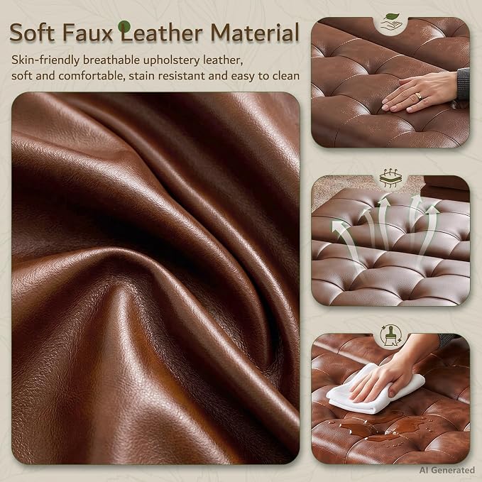 Brown Leather 36 Inch Extra Large Lift Top Living Room Storage Ottoman | LINLUX Tufted Upholstered Shoe Storage Entry Bench, Bed Benches For Foot Rest, Lift Footrest For Dorm Bedroom Office