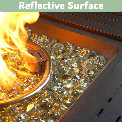 20 Pounds Fire Pit Glass Rocks, Clear Fire Glass Beads for Propane Firepit, Fireplace and Outdoor Decoration, 1 Inch, Diamond - Shaped