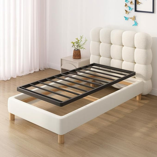 Upcanso Twin Box Spring Bed Base 2 Inch, Low Profile Metal Boxspring Twin Bunkie Board 2 Inch, 2000 Lbs Max Weight Capacity Mattress Foundation, Noise-Free, Easy Assembly