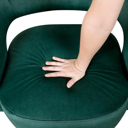 Lexicon 360 Degree Swivel Accent Chair, Modern Comfy Velvet Round Barrel Chair, Open Back, Plush Foam Cushions, Metal Swivel Base for Living Room/Bedroom/Office/Small Spaces, Green