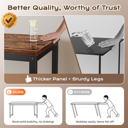 Huuger 48 x 24 inch Desk with Power Outlets & USB-C, Deeper & Thicker Desktop, Robust Metal Tubes, Computer Desk, Heavy Duty Office Desk, Work Gaming Desk for Home Office, Rustic Brown