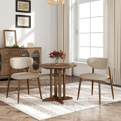MALOL Dining Chairs Set of 2, Curved Back Kitchen Room Chairs with Metal Legs and Anti Slip Pads, Upholstered Dining Chair for Home and Restaurant, Camel
