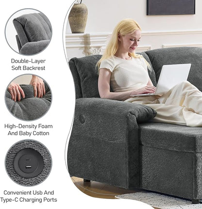 VINGLI 111 Inch U-Shaped Convertible Sofa Bed, 7 Seat Modular Sectional Sleeper Sofa with Pull Out Couch Bed Couches for Living Room with Storage Chaise, USB Charging, Side Pockets
