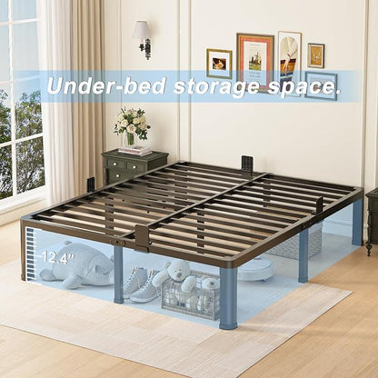 Yitong Angel 14 inch California King Bed Frame with Round Corner Legs Mattress Slide Stopper,3500 lbs Heavy Duty Metal Platform,Steel Slat Support,No Box Spring Needed,Easy Assembly,Noise Free
