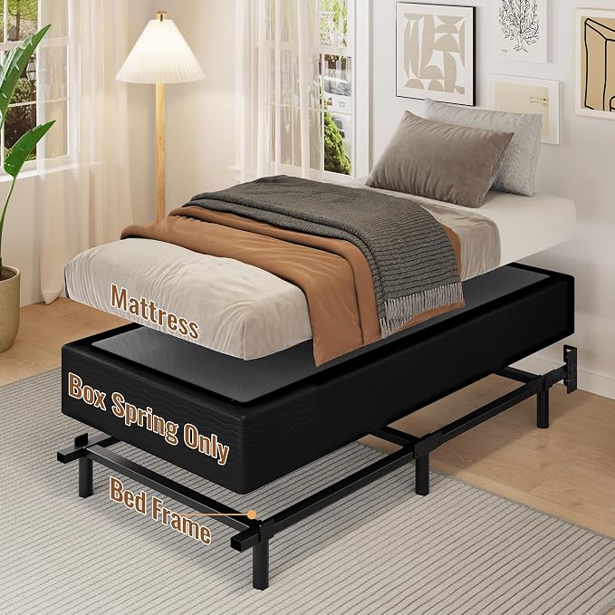 Twin Size 10 Inch Box Spring - Heavy Duty Metal Mattress Foundation (2500lbs Capacity), Noise-Free, Easy Assembly