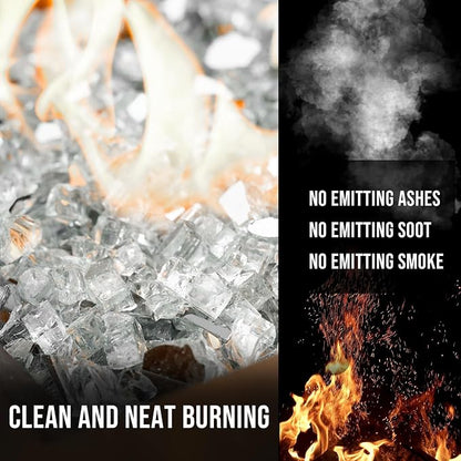 Skyflame 10-Pound Fire Glass for Fireplace Fire Pit and Landscaping, Platinum Reflective, 1/2-Inch