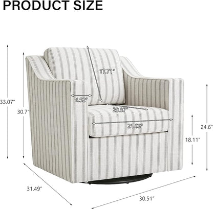 Swivel Accent Chair, Modern Round Barrel Arm Chair for Living Room, Bedroom, Comfy Club Reading Chairs for Adults (Pinstripe Grey, Set of 2)