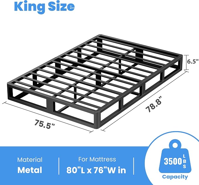 ROIL 7 Inch King Box Spring, Heavy Duty Metal Bed Base Mattress Foundation with Fabric Cover, 3500lbs Max Weight Capacity, Easy Assembly, Noise Free, Non-Slip