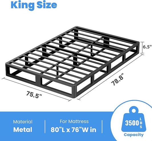 ROIL 7 Inch King Box Spring, Heavy Duty Metal Bed Base Mattress Foundation with Fabric Cover, 3500lbs Max Weight Capacity, Easy Assembly, Noise Free, Non-Slip