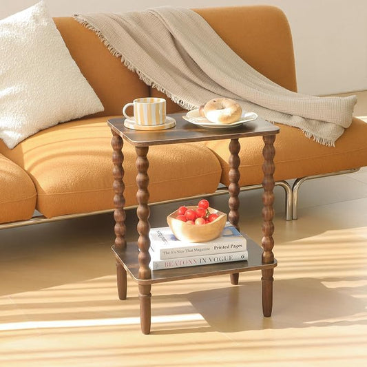 Fultyle Side Tables Set of 2, Small End Table with Storage Shelf, Night Stand Set 2 Bedside Tables for Living Room, Bedroom, Office and Small Spaces (Rustic Brown)