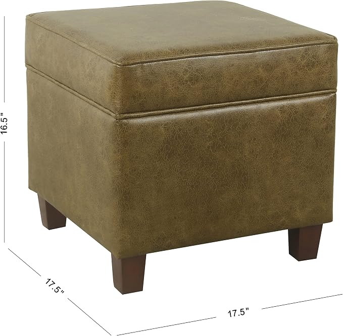 HomePop 18" Square Storage Ottoman - Distressed Brown Faux Leather
