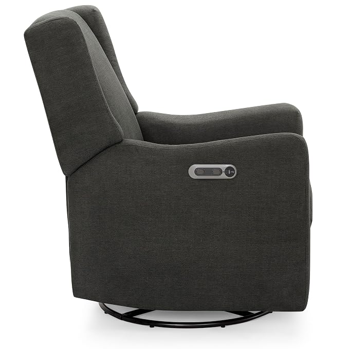 Delta Children Mercer Electronic Power Recliner and Swivel Glider with USB Port in LiveSmart Performance Fabric - Water Repellent & Stain Resistant, Dark Grey
