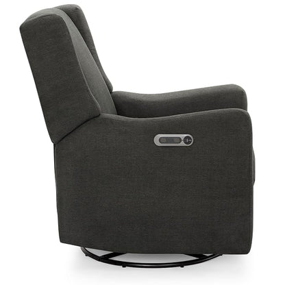 Delta Children Mercer Electronic Power Recliner and Swivel Glider with USB Port in LiveSmart Performance Fabric - Water Repellent & Stain Resistant, Dark Grey