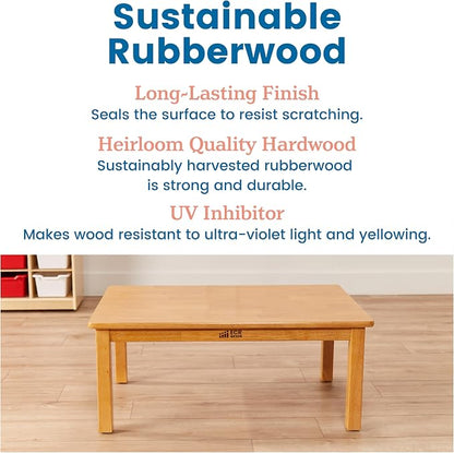ECR4Kids 36in x 24in Rectangular Hardwood Table with 14in Legs, Kids Furniture, Honey