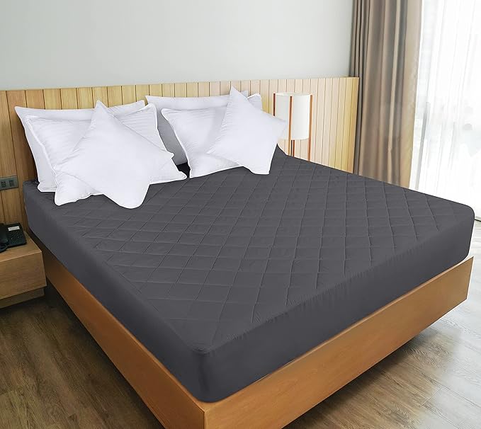 Quilted Fitted Mattress Pad, Queen Mattress Protector Topper with Deep Pocket Stretches up to 16 Inches, Machine Washable Mattress Cover by Utopia Bedding (Grey)