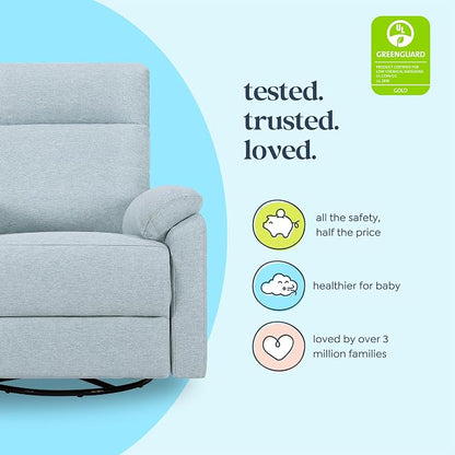 Davinci Suzy Electronic Swivel Recliner with USB Port in Heathered Blue, GREENGUARD Gold & CertiPUR-US® Certified