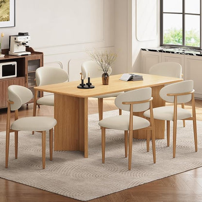 Dining Chairs Set of 6, Modern Fabric Upholstered Dining Room Chair MetalKitchen Chairs, Farmhouse Dinner Chair for Kitchen Dining Room, Beige