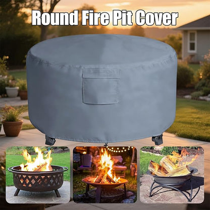 Chinchilla Heavy Duty 50 Inch Round Fire Pit Cover - 100% Waterproof & Weatherproof 600D Oxford Fabric, Durable All-Season Protection for 48/49/50 Inch Propane Fire Pits and Tables