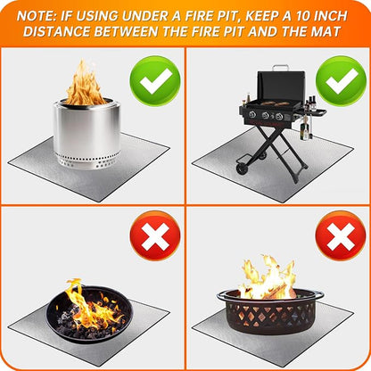 DocSafe 40 x 40 inches Square Fire Pit Mat,4-Layer Fireproof Under Grill Mat Heat Insulated Indoor Fireplace Pad Protector for Deck,Patios,Grass,BBQ Smoker, Portable Reusable Oil-Proof and Waterproof