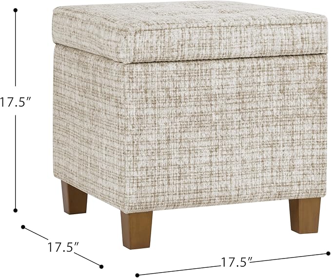 HomePop 18" Square Tufted Storage Ottoman - Cream Textural Woven