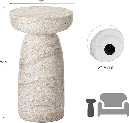 28" Large Side Table Outdoor, Modern Geometric Pedestal End Table, Multi-Functional & Decorative Coffee Table, Accent Table, Planter Stand for Garden Patio Porch Balcony or Living Room Decor