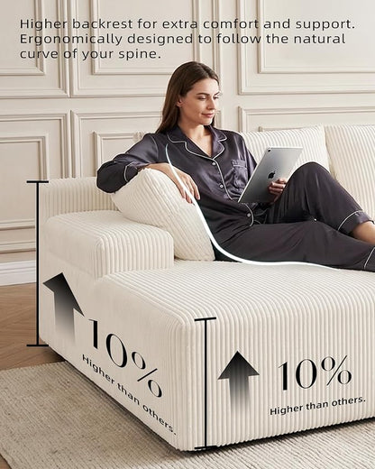Lifelink 108" Boneless Couch U-Shaped - Modular Sectional Couches for Living Room Cloud Sofa with Deep Seat High Back Removable Ottoman No Assembly Required