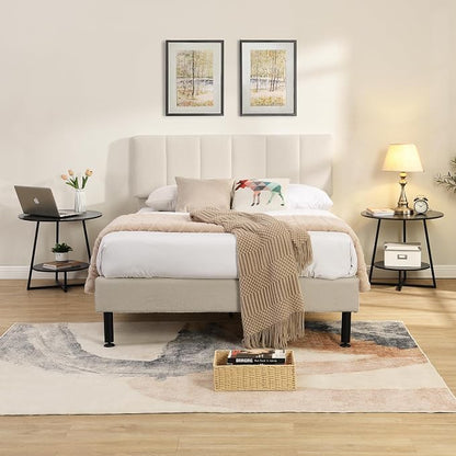 D&H FURNIMMT 20" Living Room Side Table Set of 2 for Small Spaces, 2 Tier Wood Top Round End Tables with Storage Shelf, Accent Sofa Table for Bedroom, Office, Sunroom, Balcony, Black