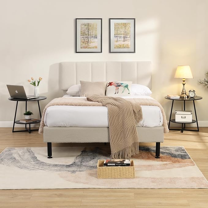 D&H FURNIMMT 20" Living Room Side Table for Small Spaces, 2 Tier Wood Top Round End Tables with Storage Shelf, Accent Sofa Table for Bedroom, Office, Sunroom, Balcony, Black