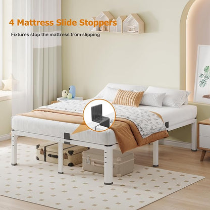 NKZ King Platform Bed Frame, 20 Inch Metal Bed Frame with Storage Space, No Box Spring Needed, Easy Assembly, Noise Free, 3,500 lbs Heavy Duty Steel Slats Support