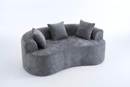 67" Cloud Curved Loveseat Sofa, Deep Seat Boneless Love Seat Couches with 3 Throw Pillows, Modern Chenille 2 Seater Compressed Floor Loveseat Sofa for Living Room Small Spaces, No Assembly | Breathable material