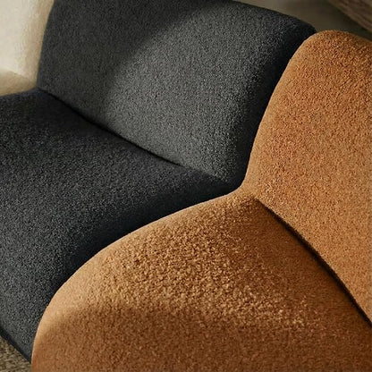 Sofa Corner Modular, Modern Boneless Sofa with Deep Seat, Sherpa Boucle Cloud Couch for Living Room, Cozy Teddy L-Shaped Couches, No Assembly, Gray, Sofa Corner Modular