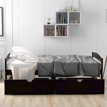 Merax Twin Wood Daybed with Two Drawers Sofa Bed for Kids Boys Girls/No Box Spring Needed Espresso