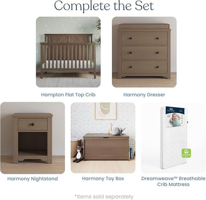 Child Craft Hampton Flat Top 4-in-1 Convertible Crib, Baby Crib Converts to Day Bed, Toddler Bed and Full Size Bed, 3 Adjustable Mattress Positions, Non-Toxic, Baby Safe Finish (Dusty Heather)